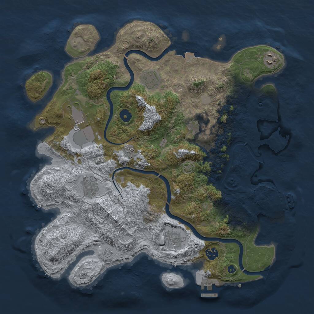Rust Map: Procedural Map, Size: 3850, Seed: 783152344, 14 Monuments