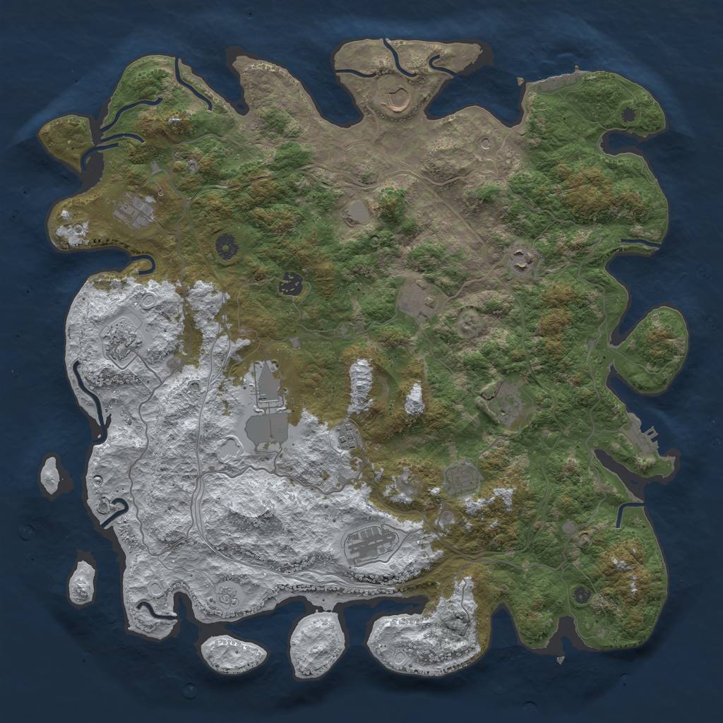 Rust Map: Procedural Map, Size: 4500, Seed: 281096011, 20 Monuments