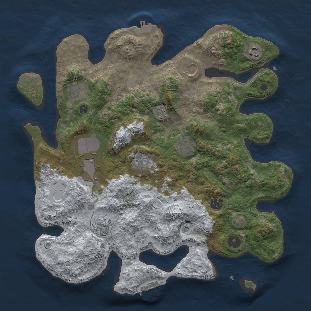 Rust Map: Procedural Map, Size: 3700, Seed: 76543210, 18 Monuments