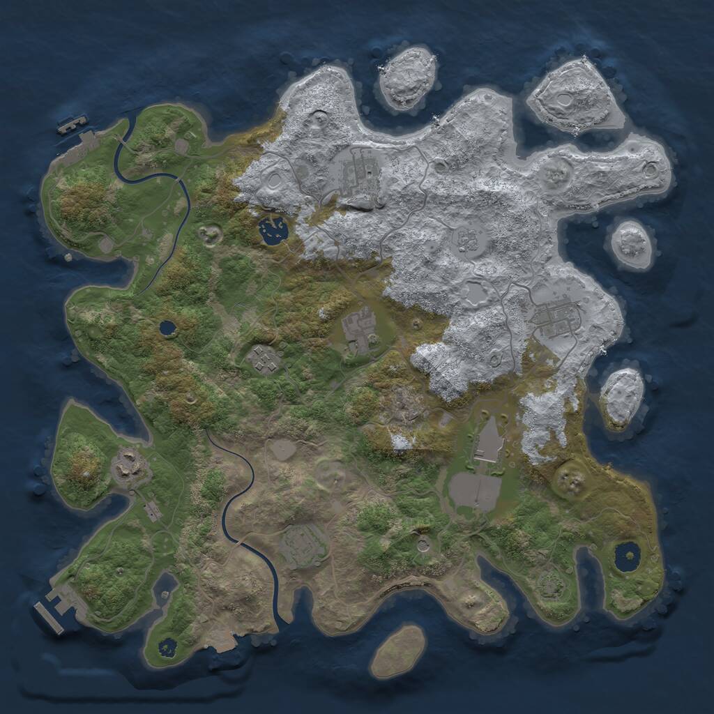 Rust Map: Procedural Map, Size: 3750, Seed: 1339803392, 14 Monuments