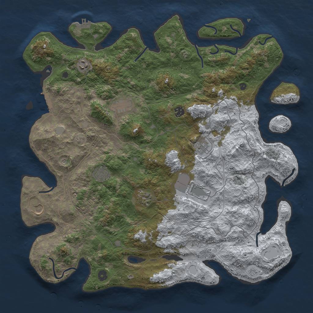 Rust Map: Procedural Map, Size: 4550, Seed: 166766555, 18 Monuments