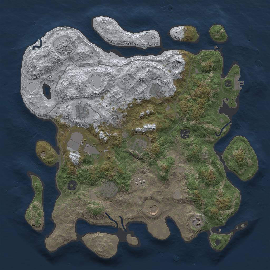 Rust Map: Procedural Map, Size: 4000, Seed: 1490419706, 18 Monuments