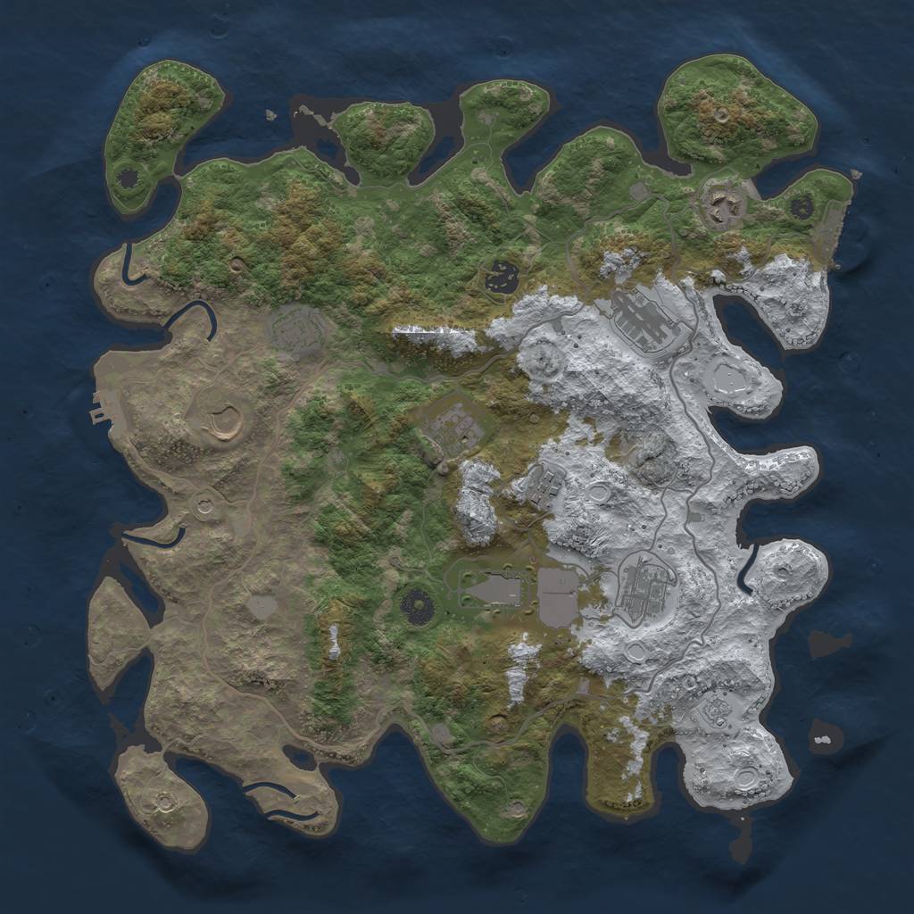 Rust Map: Procedural Map, Size: 4000, Seed: 7354050, 18 Monuments
