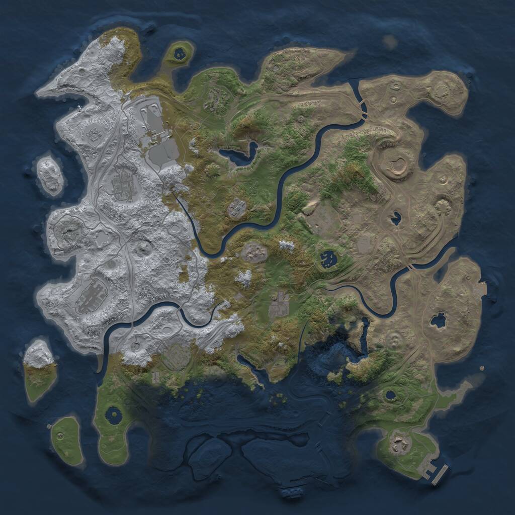 Rust Map: Procedural Map, Size: 4500, Seed: 1504740036, 17 Monuments