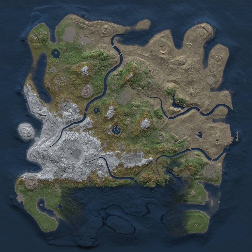 Rust Map: Procedural Map, Size: 4250, Seed: 401208537, 17 Monuments