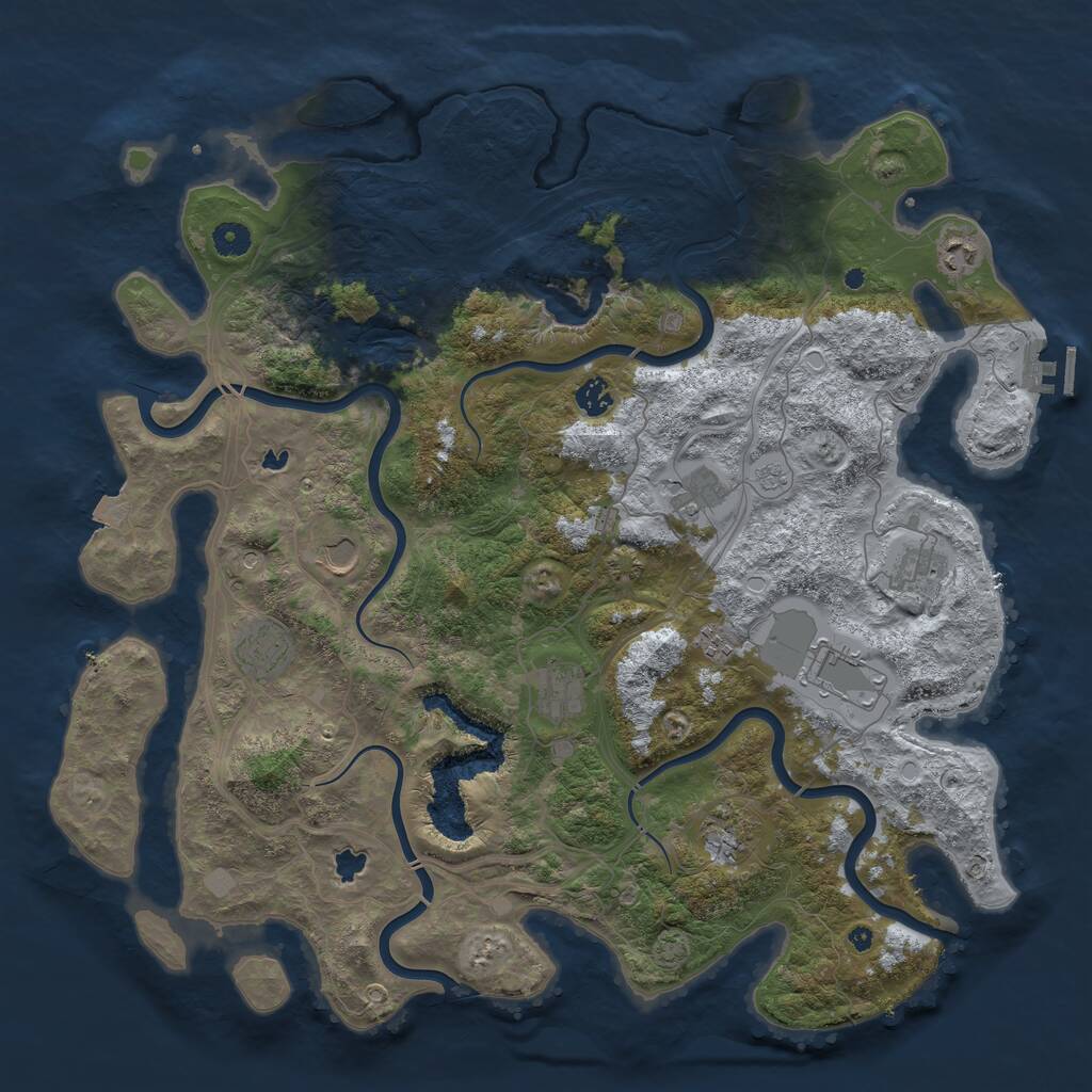 Rust Map: Procedural Map, Size: 4500, Seed: 1990366640, 15 Monuments