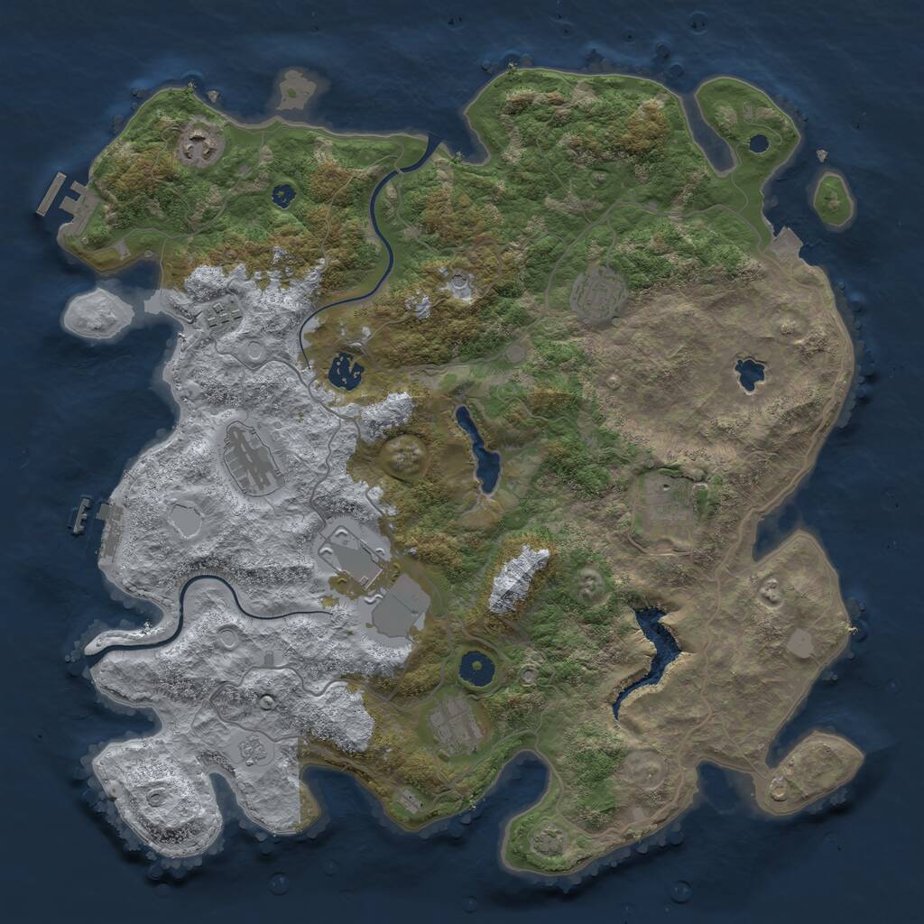 Rust Map: Procedural Map, Size: 4000, Seed: 1047909986, 14 Monuments