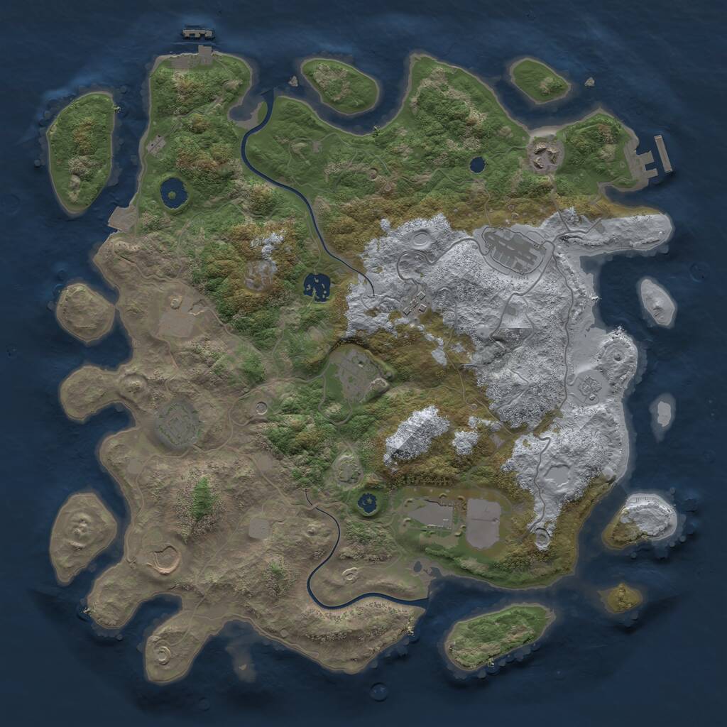 Rust Map: Procedural Map, Size: 3850, Seed: 704438758, 15 Monuments
