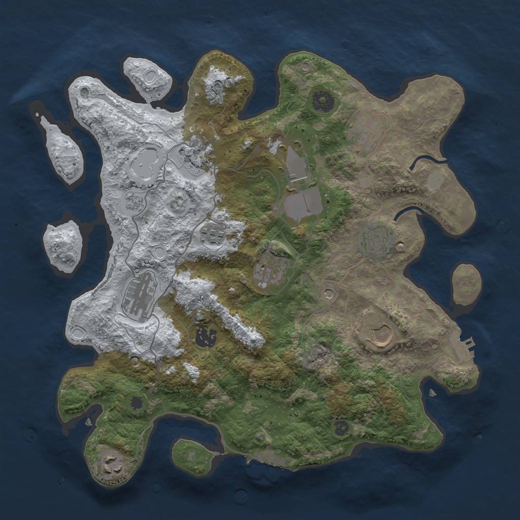 Rust Map: Procedural Map, Size: 3500, Seed: 86276763, 19 Monuments