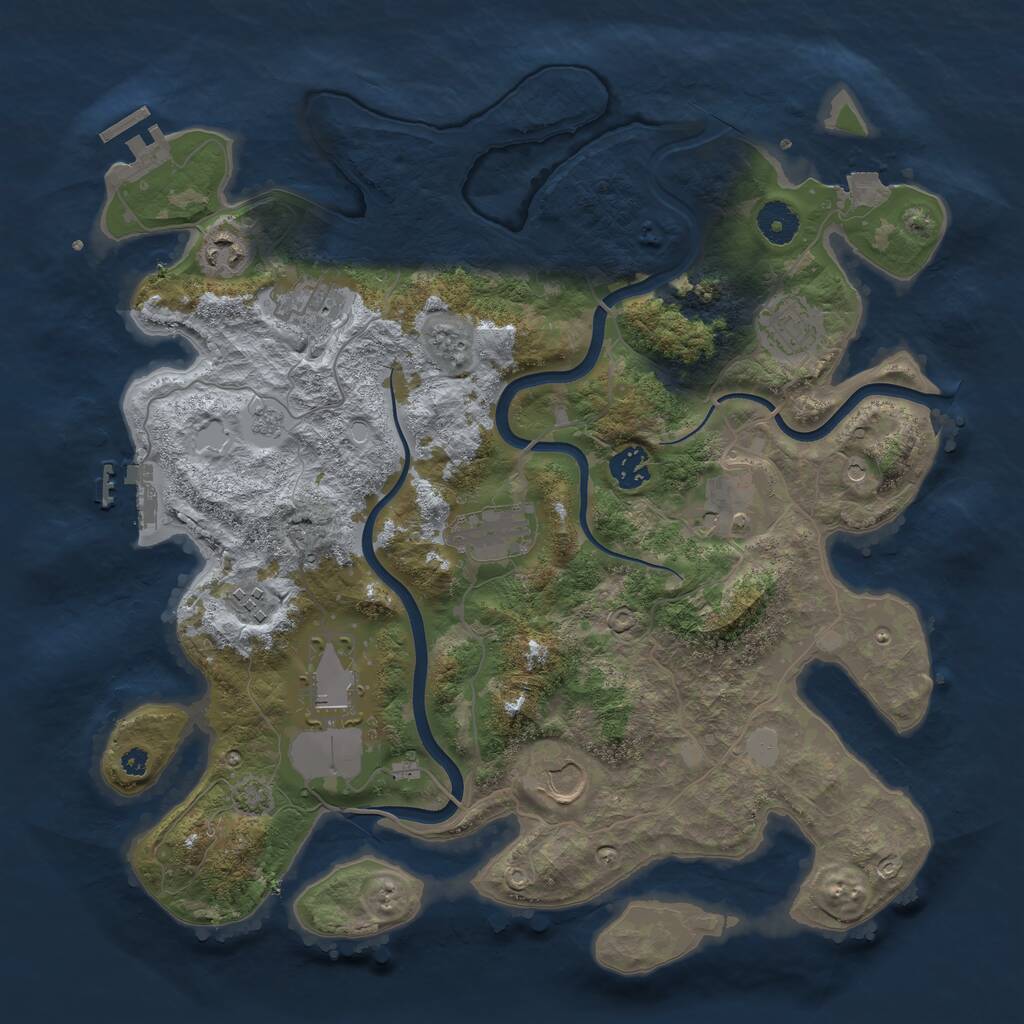 Rust Map: Procedural Map, Size: 3750, Seed: 350337439, 15 Monuments