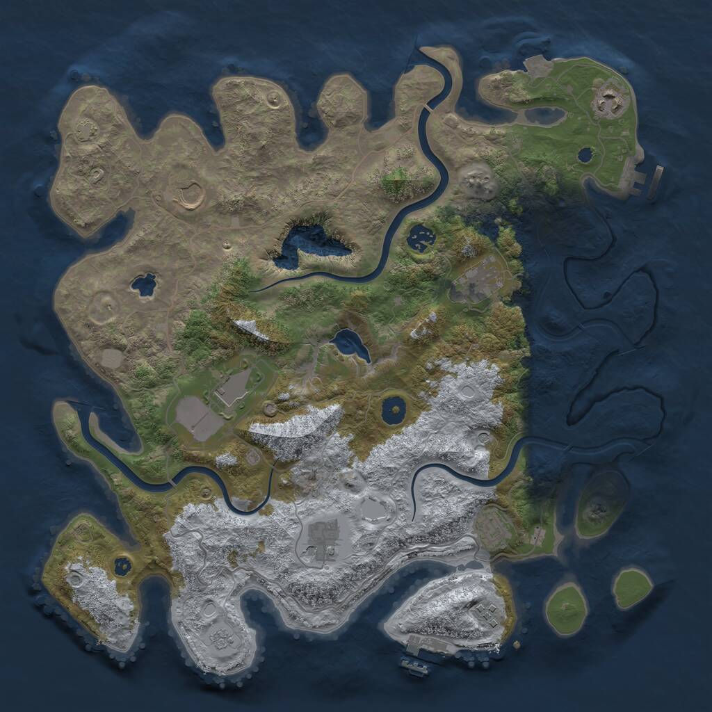 Rust Map: Procedural Map, Size: 4000, Seed: 1954766602, 14 Monuments