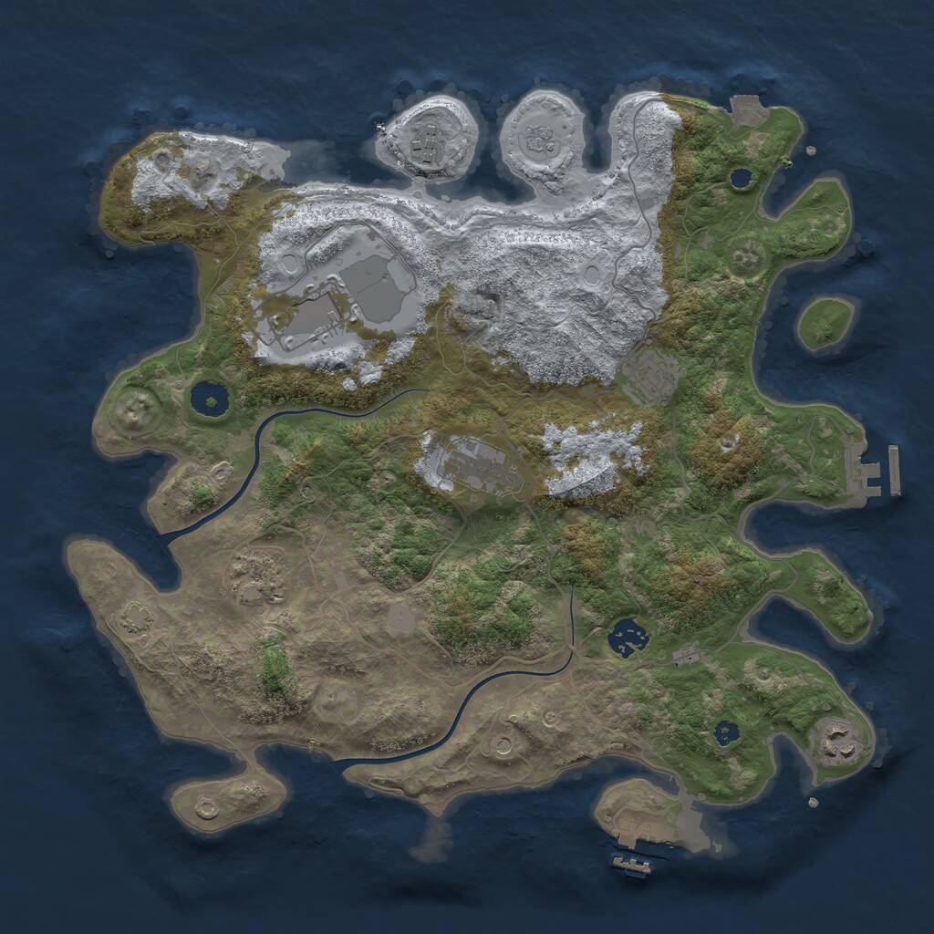 Rust Map: Procedural Map, Size: 3750, Seed: 451996257, 13 Monuments