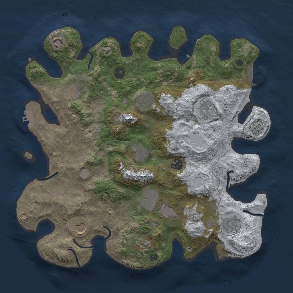 Rust Map: Procedural Map, Size: 3750, Seed: 60827, 20 Monuments