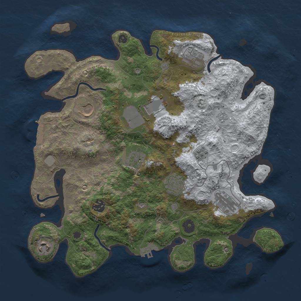 Rust Map: Procedural Map, Size: 3500, Seed: 5734, 18 Monuments