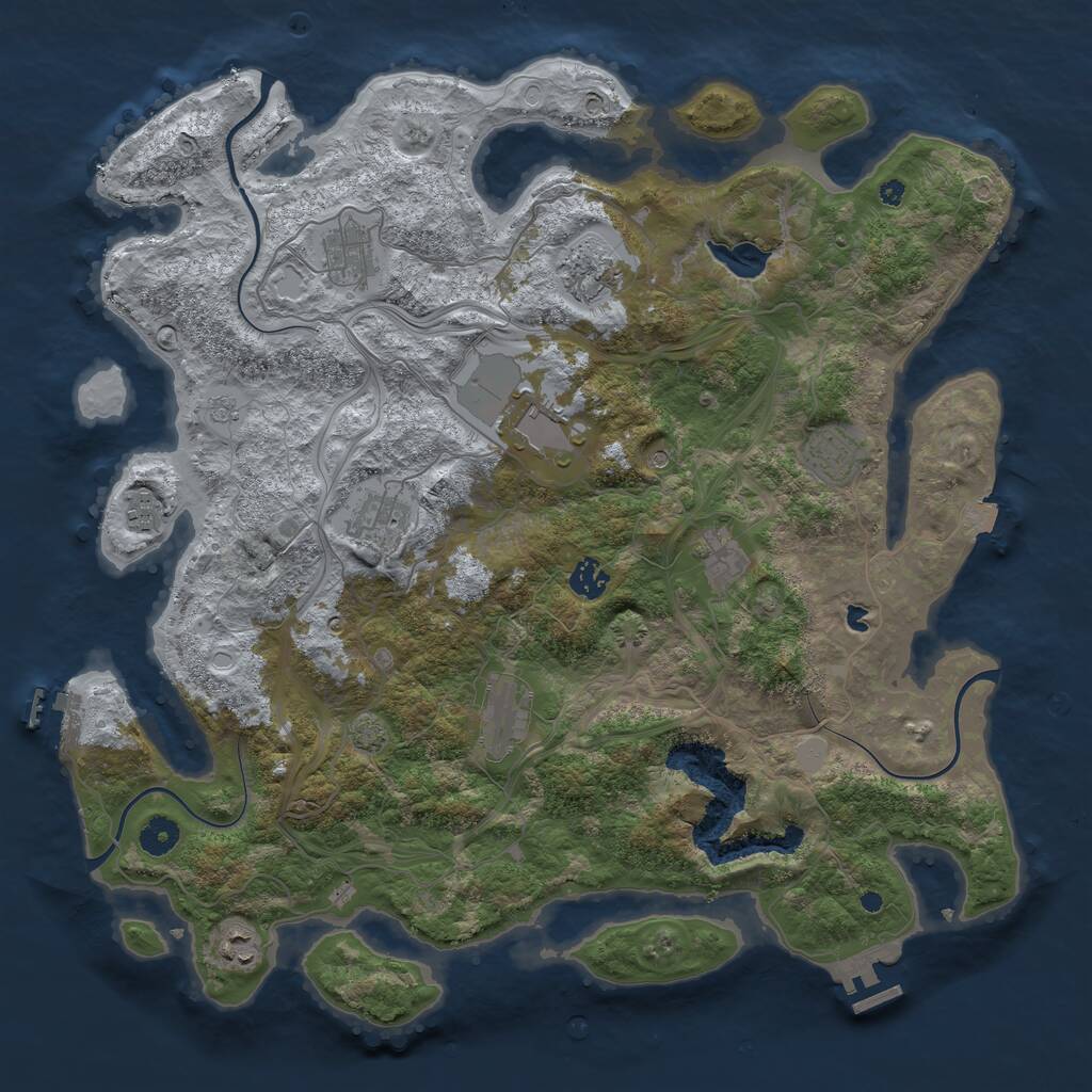 Rust Map: Procedural Map, Size: 4250, Seed: 55, 16 Monuments