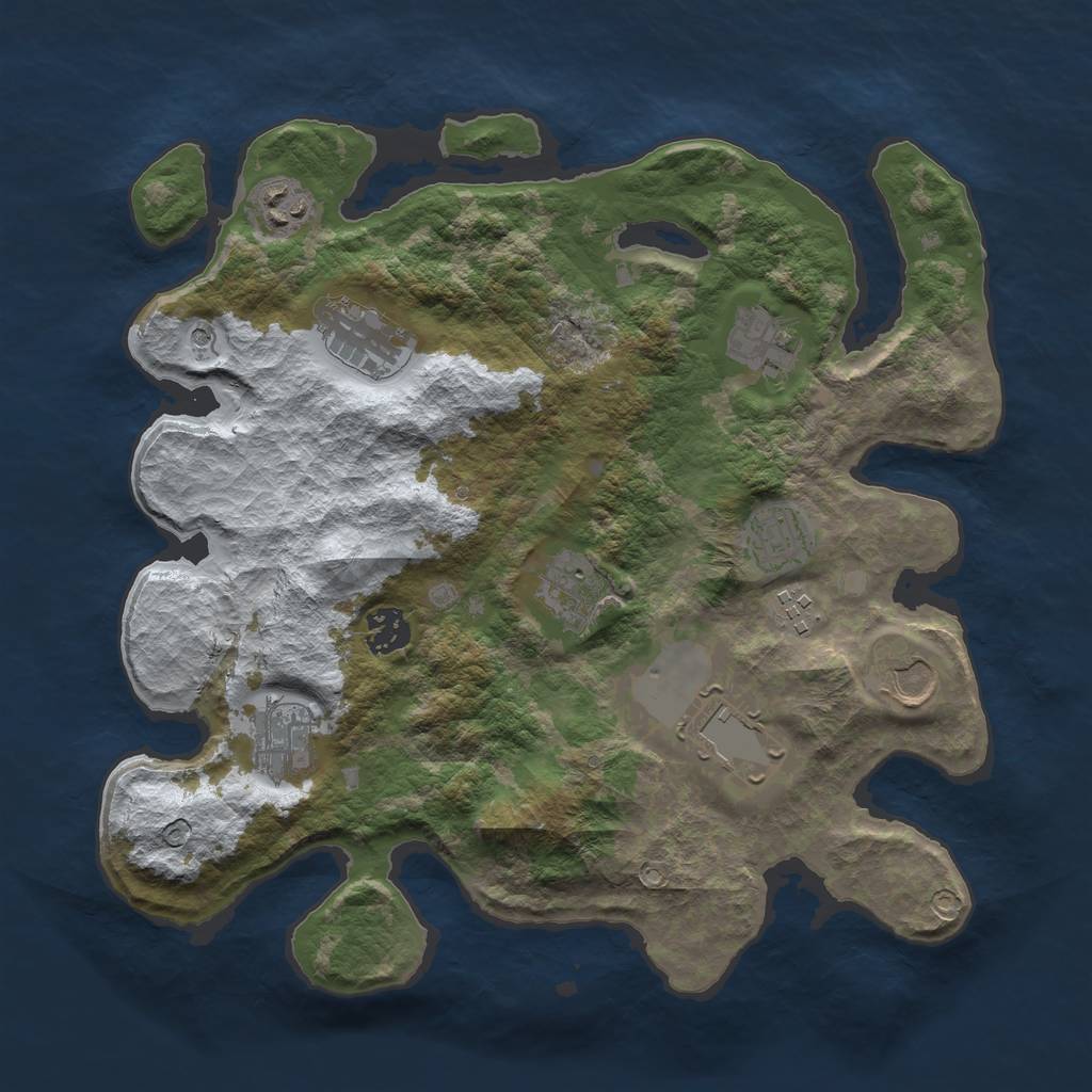Rust Map: Barren, Size: 3500, Seed: 154453183, 13 Monuments