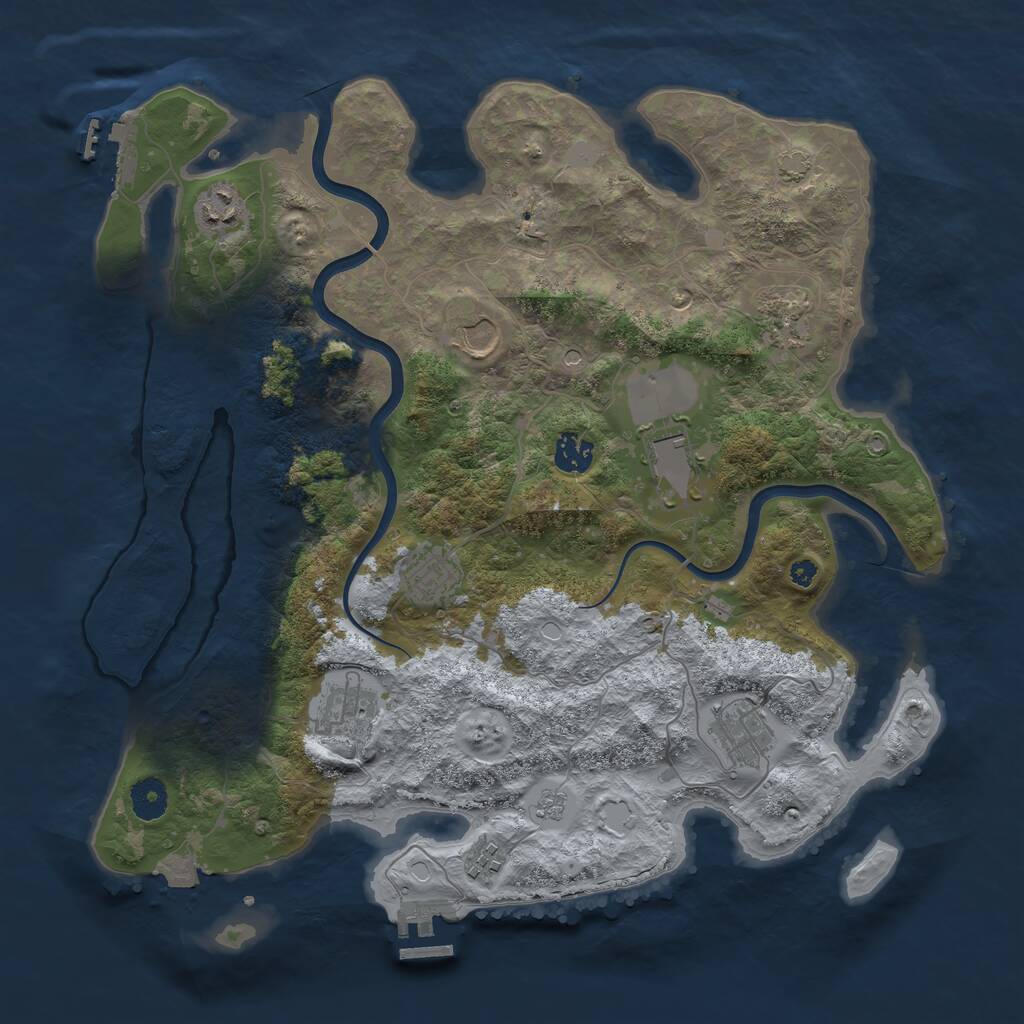 Rust Map: Procedural Map, Size: 3850, Seed: 84181086, 15 Monuments