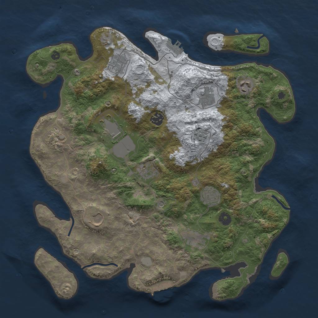 Rust Map: Procedural Map, Size: 3750, Seed: 635941627, 19 Monuments