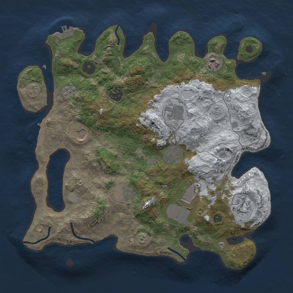 Rust Map: Procedural Map, Size: 3500, Seed: 361996683, 18 Monuments