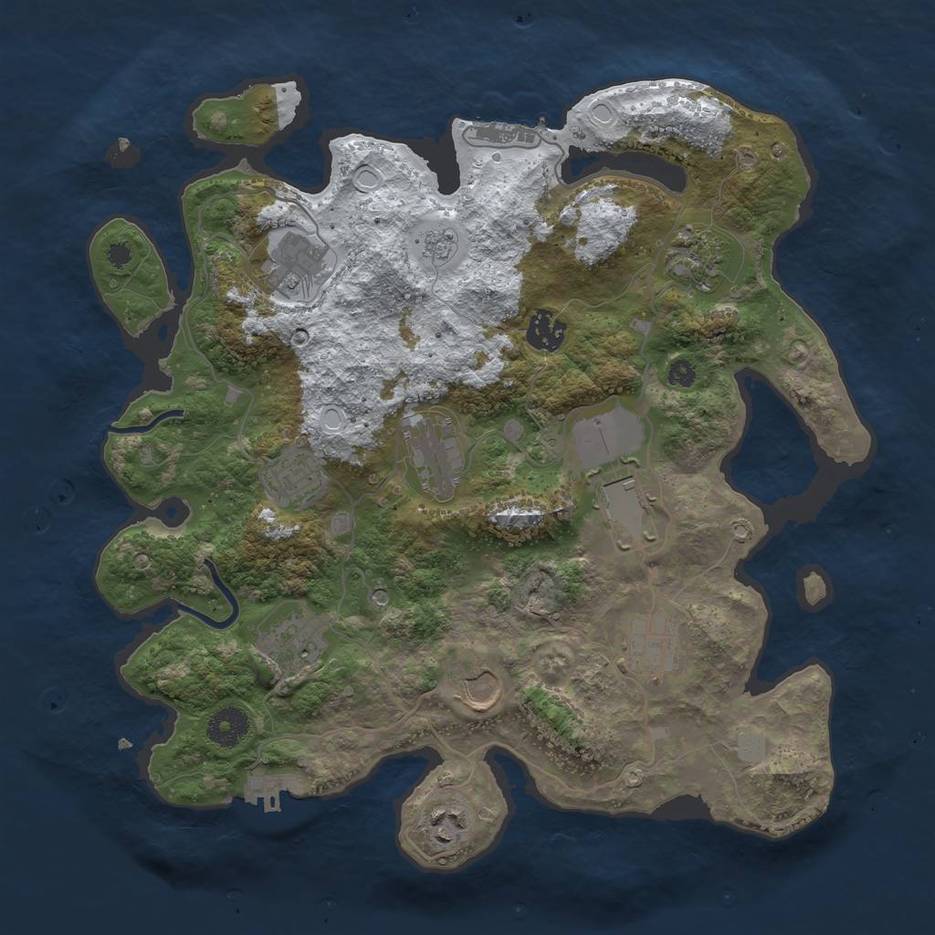 Rust Map: Procedural Map, Size: 3500, Seed: 1098381326, 19 Monuments