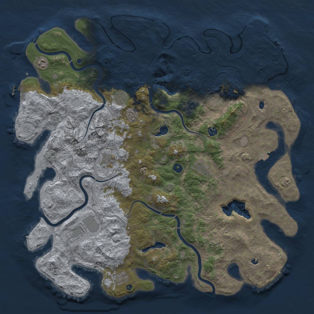 Rust Map: Procedural Map, Size: 5000, Seed: 16453812, 16 Monuments