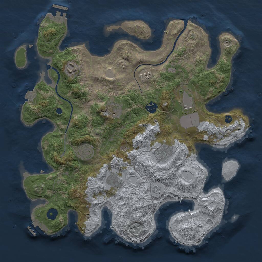 Rust Map: Procedural Map, Size: 3500, Seed: 2126676002, 14 Monuments