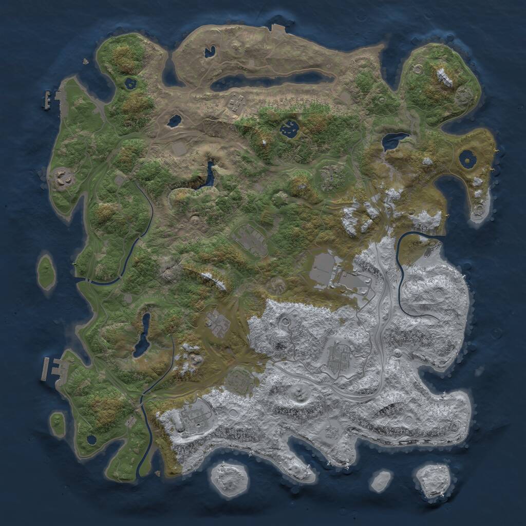 Rust Map: Procedural Map, Size: 4500, Seed: 22714, 16 Monuments