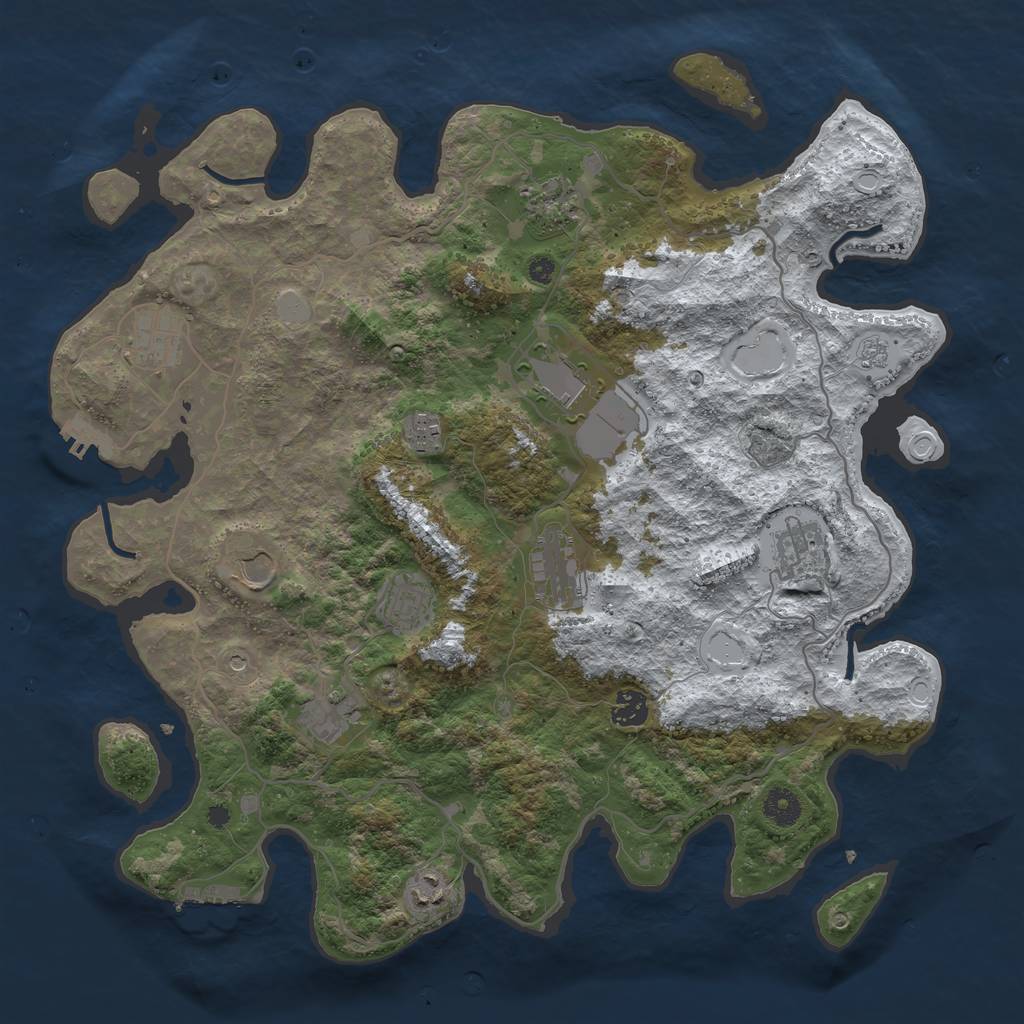 Rust Map: Procedural Map, Size: 4050, Seed: 1360615040, 20 Monuments
