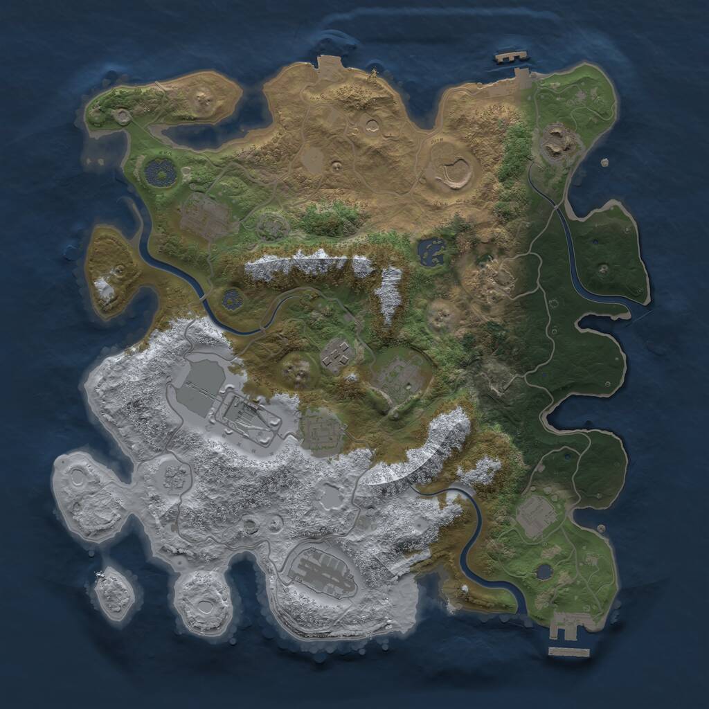 Rust Map: Procedural Map, Size: 3500, Seed: 162683039, 18 Monuments