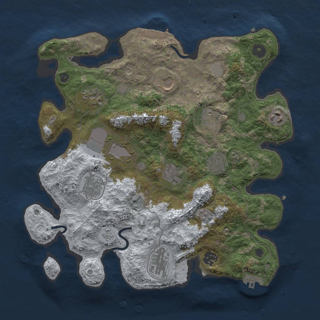 Rust Map: Procedural Map, Size: 3500, Seed: 162683039, 20 Monuments