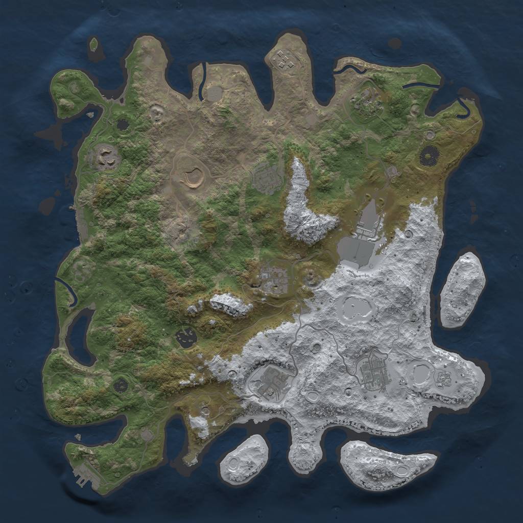 Rust Map: Procedural Map, Size: 3850, Seed: 2043036674, 19 Monuments