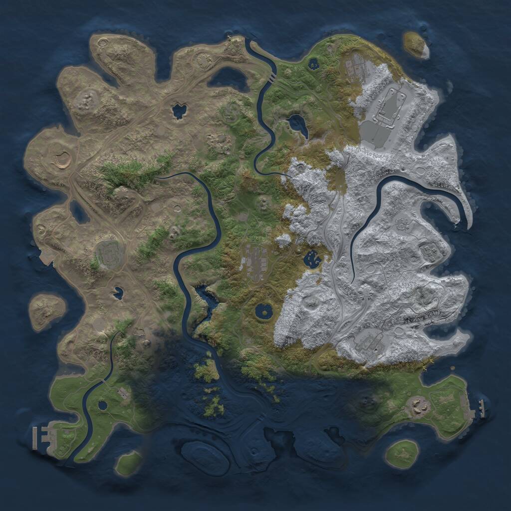 Rust Map: Procedural Map, Size: 4500, Seed: 1910384045, 17 Monuments