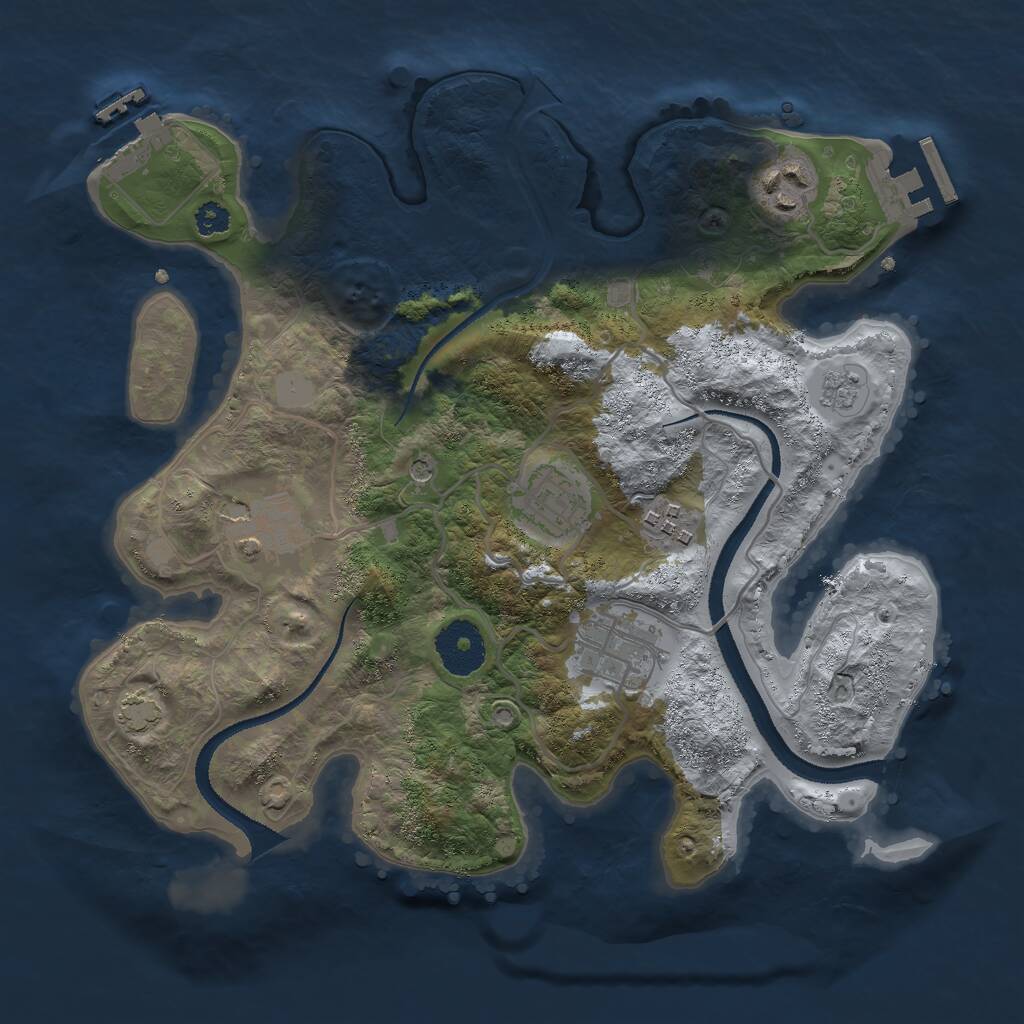 Rust Map: Procedural Map, Size: 3000, Seed: 1623471615, 11 Monuments