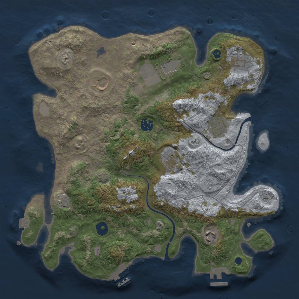 Rust Map: Procedural Map, Size: 3500, Seed: 1028080331, 14 Monuments