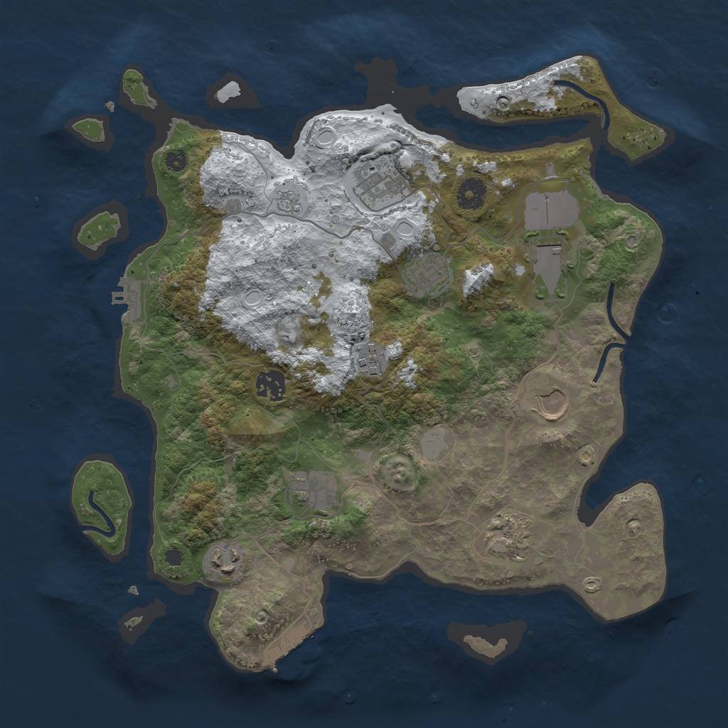 Rust Map: Procedural Map, Size: 3500, Seed: 1063614181, 17 Monuments