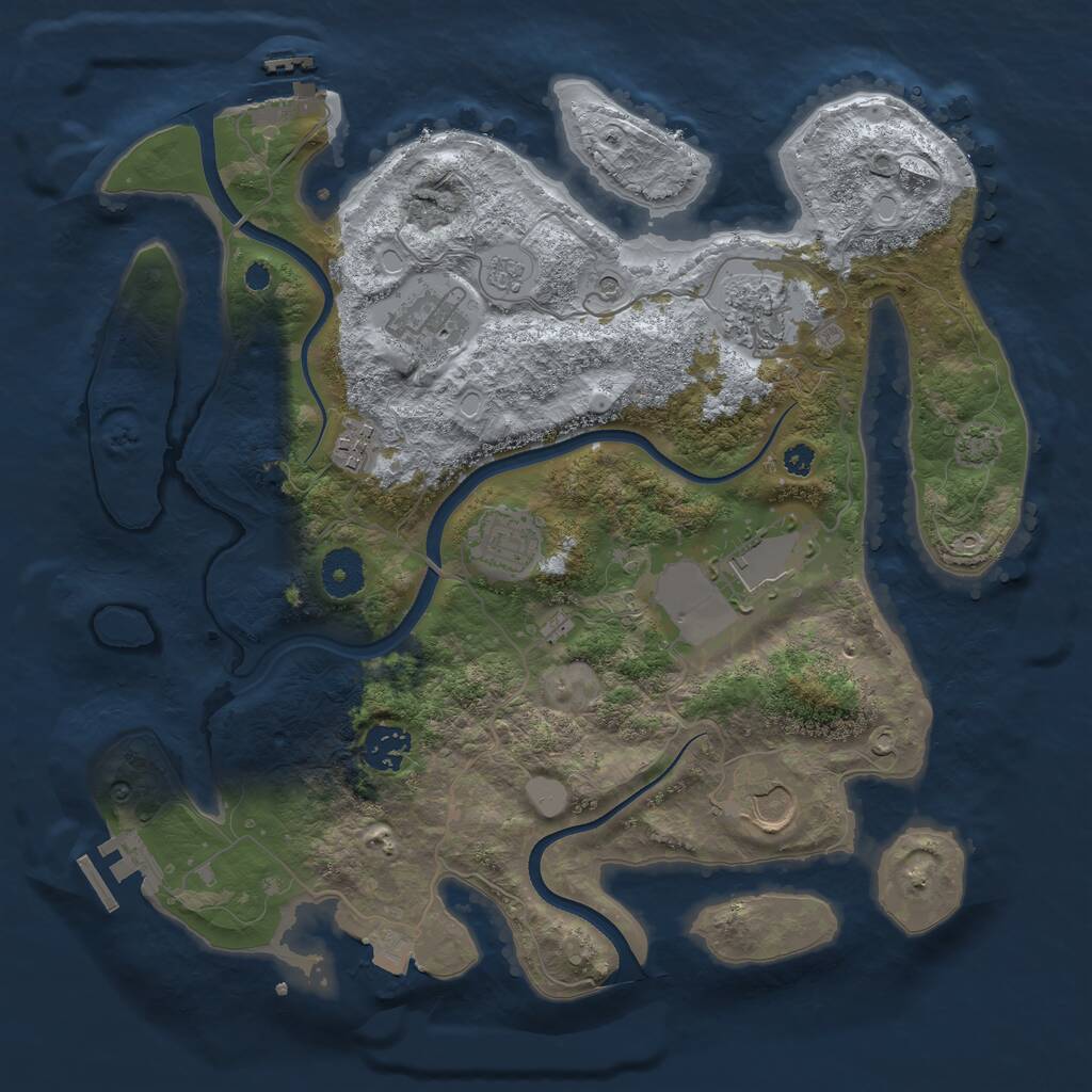 Rust Map: Procedural Map, Size: 3500, Seed: 1562232496, 13 Monuments