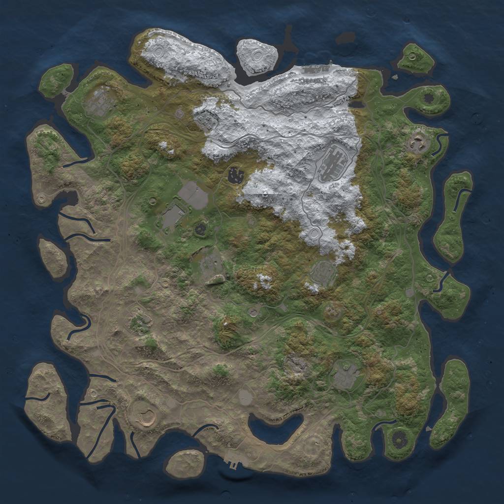 Rust Map: Procedural Map, Size: 4500, Seed: 343159802, 19 Monuments