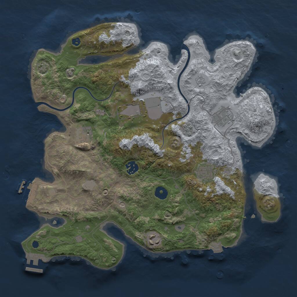 Rust Map: Procedural Map, Size: 3500, Seed: 1194081341, 13 Monuments