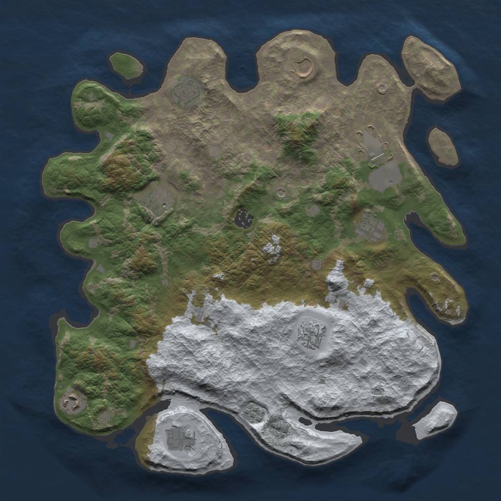Rust Map: Barren, Size: 4000, Seed: 220983, 13 Monuments