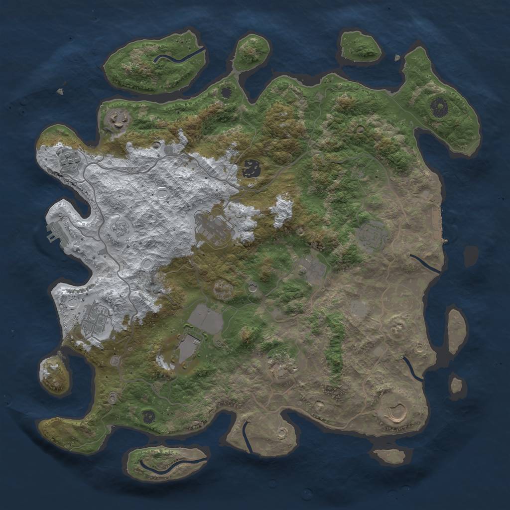 Rust Map: Procedural Map, Size: 4000, Seed: 1145, 19 Monuments