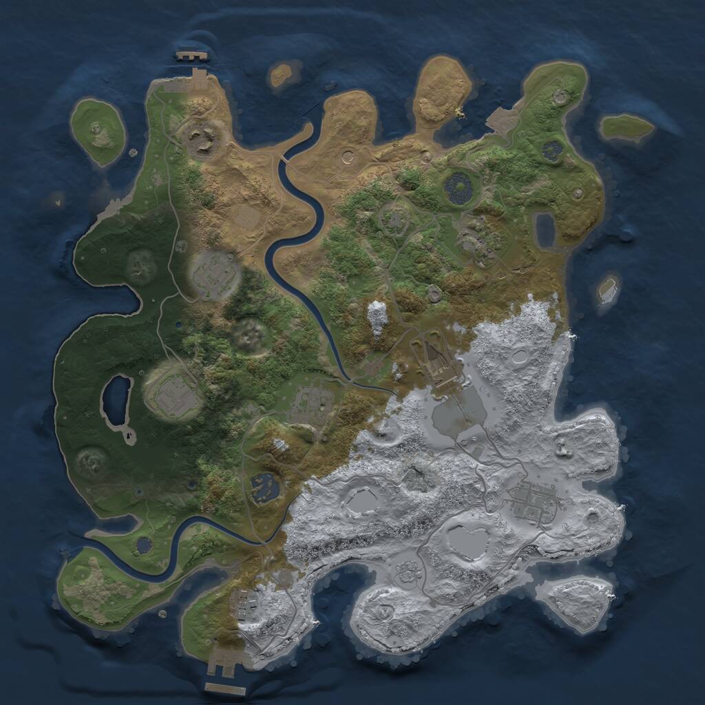 Rust Map: Procedural Map, Size: 3500, Seed: 1153682542, 16 Monuments