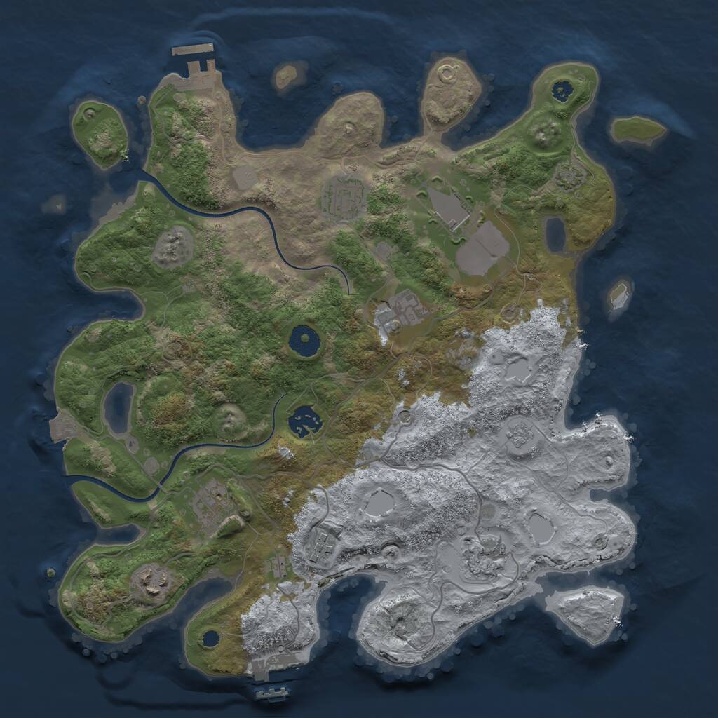 Rust Map: Procedural Map, Size: 3500, Seed: 1153682542, 14 Monuments