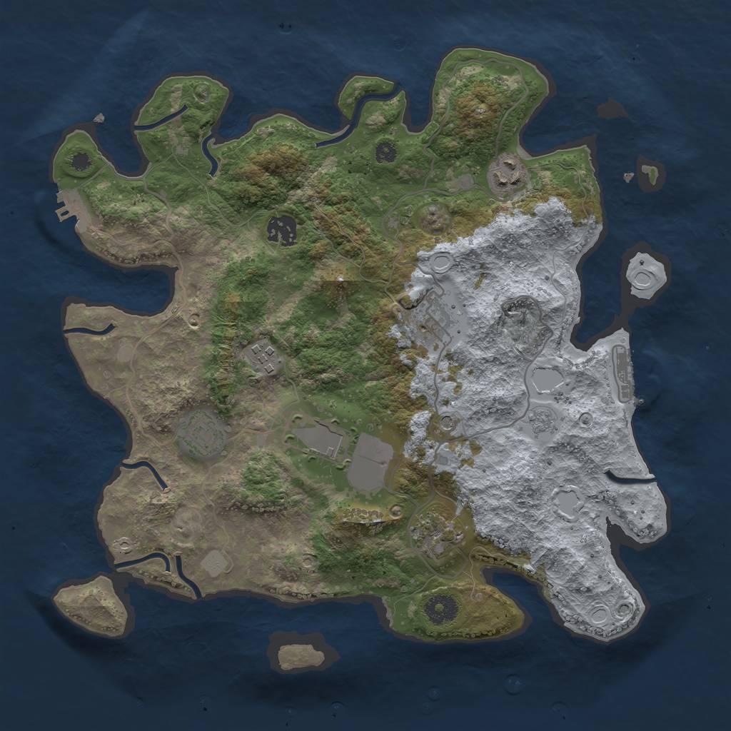Rust Map: Procedural Map, Size: 3500, Seed: 1650820603, 14 Monuments