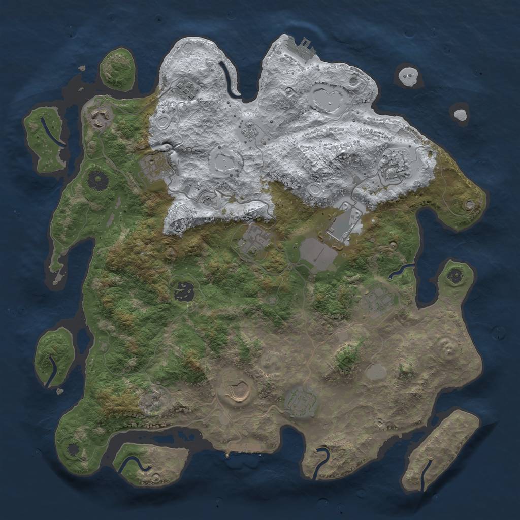 Rust Map: Procedural Map, Size: 3800, Seed: 2093755279, 19 Monuments