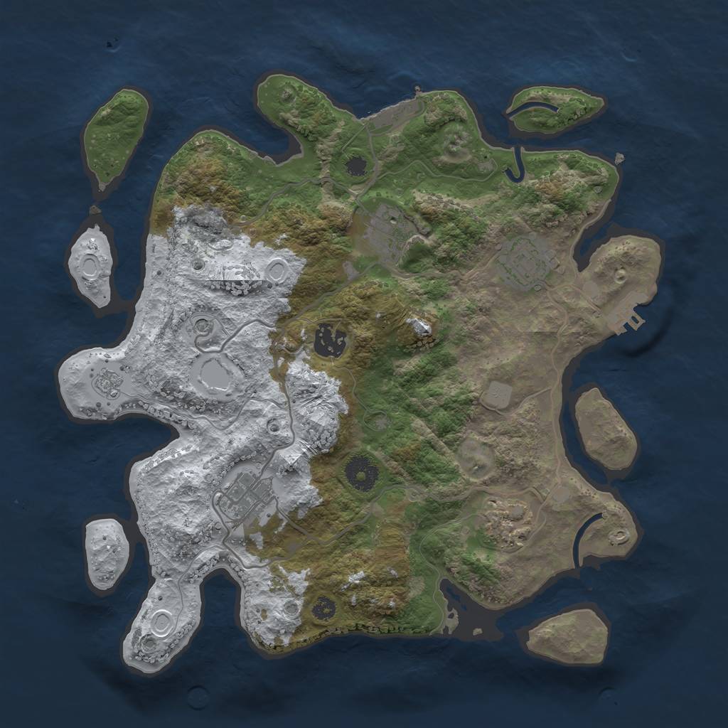 Rust Map: Procedural Map, Size: 3250, Seed: 17777, 14 Monuments