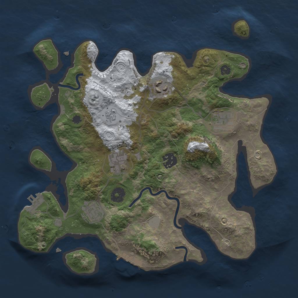 Rust Map: Procedural Map, Size: 3000, Seed: 674286326, 13 Monuments