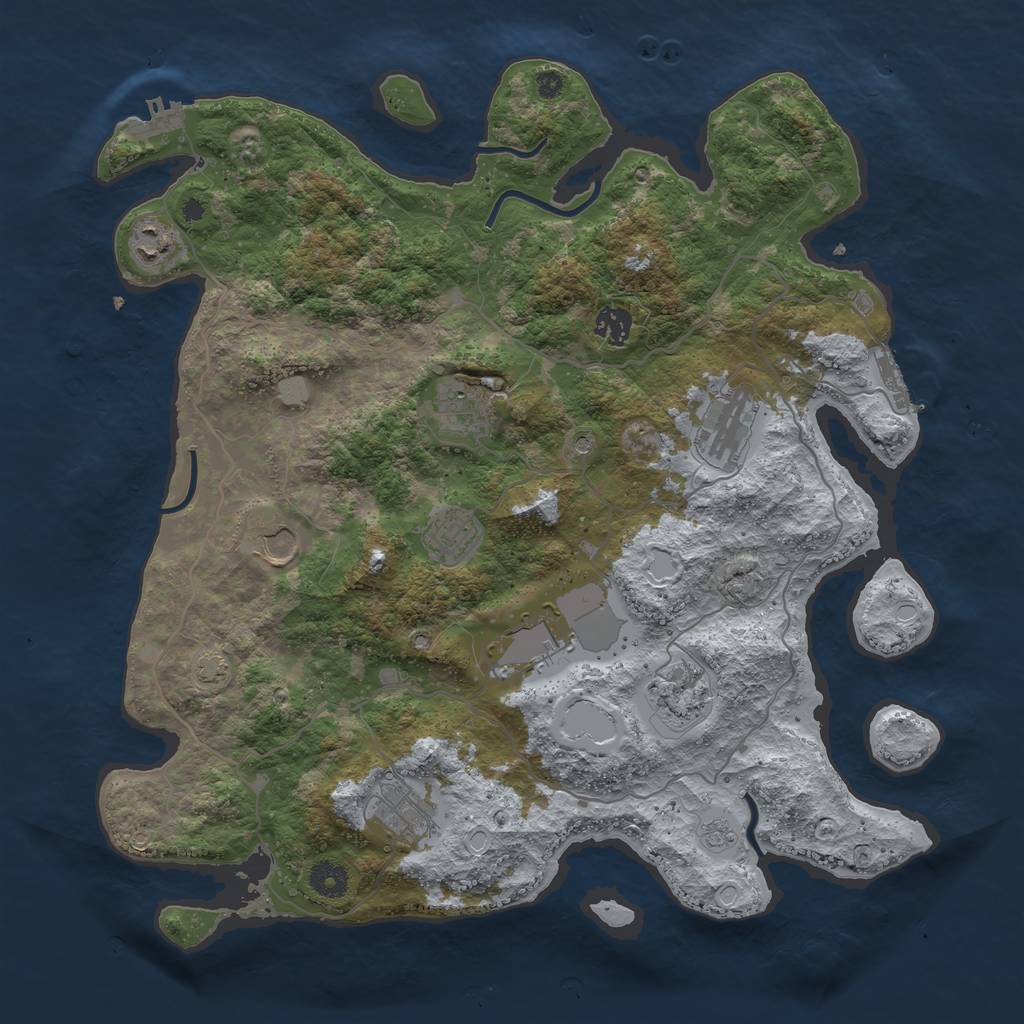 Rust Map: Procedural Map, Size: 4000, Seed: 4642927, 17 Monuments