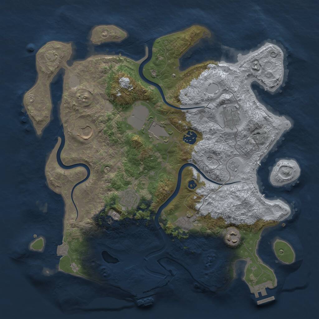 Rust Map: Procedural Map, Size: 3600, Seed: 1825334, 14 Monuments