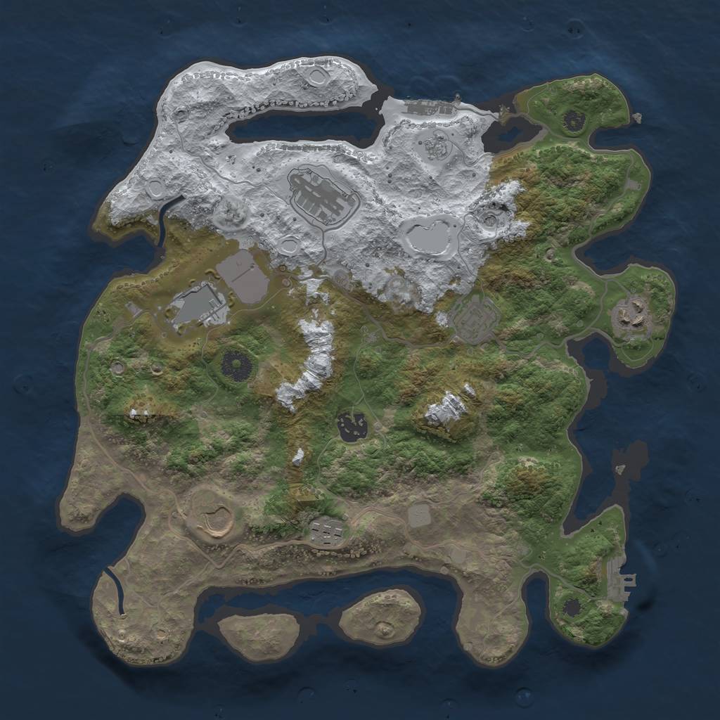 Rust Map: Procedural Map, Size: 3500, Seed: 814858876, 16 Monuments
