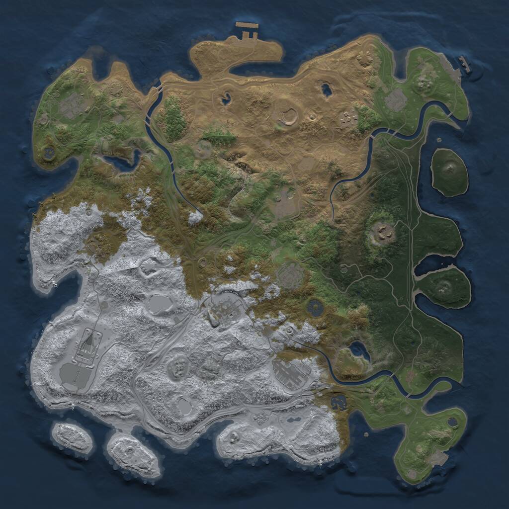 Rust Map: Procedural Map, Size: 4500, Seed: 3128537, 19 Monuments